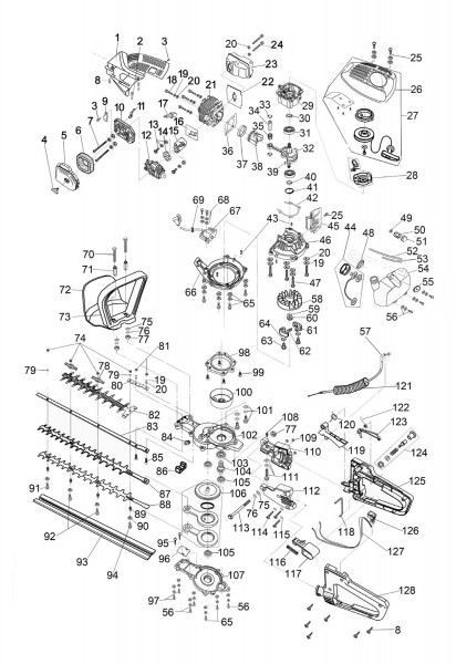 Draper Htp2660 45575 26cc 600mm Petrol Hedge Trimmer Spare Parts SPARE ...