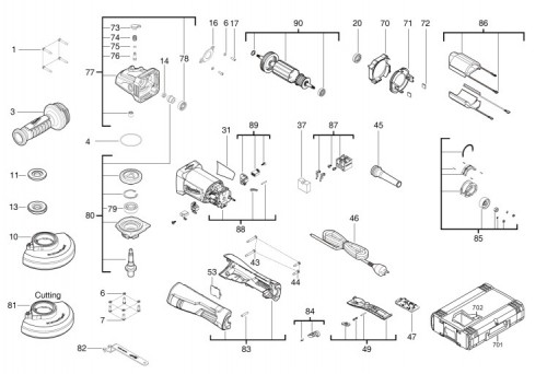 Milwaukee 4000469546 Agv13-125xspdeb Angle Grinder Spare Parts  