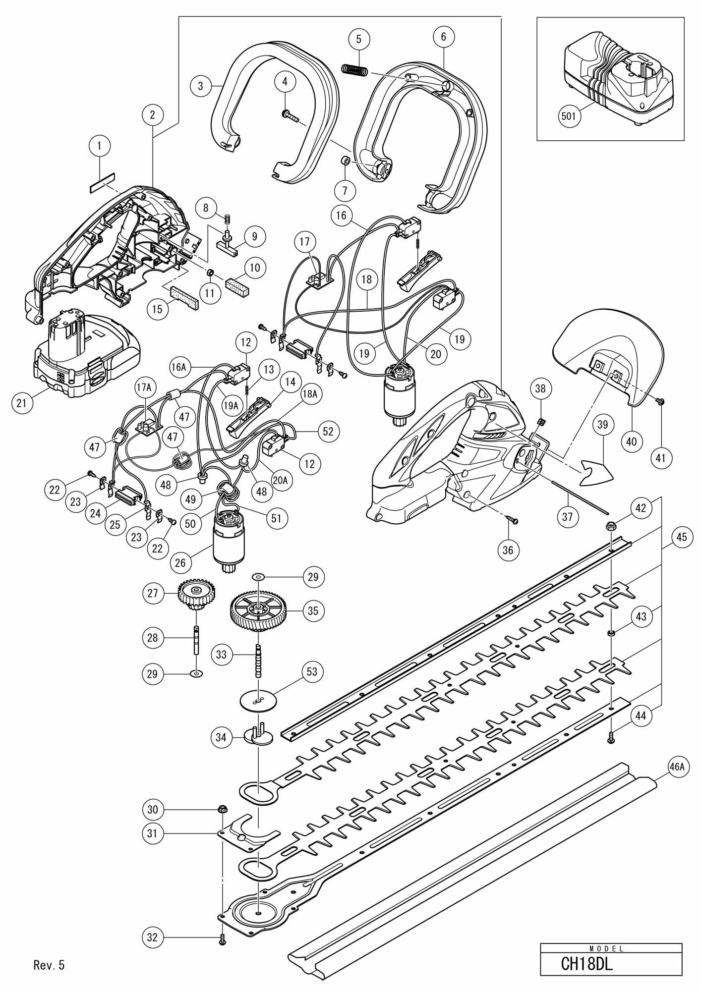 Image of Hitachi CH 18DL cordless hedge trimmer