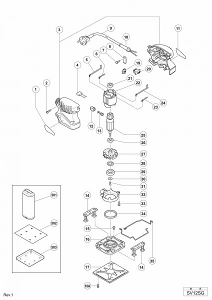 Hitachi Orbital Sander Sv 12sg Spare Parts SPARE_SV12SG from Spare ...