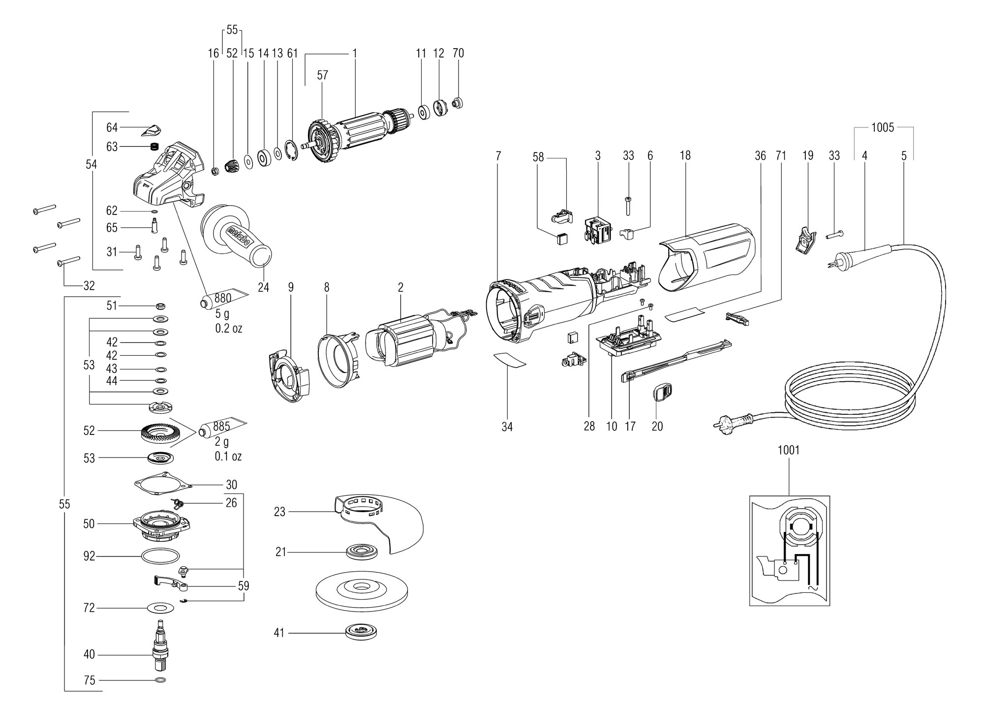 Metabo 1400w Angle Grinder We14 150quick Ereplacementparts Com