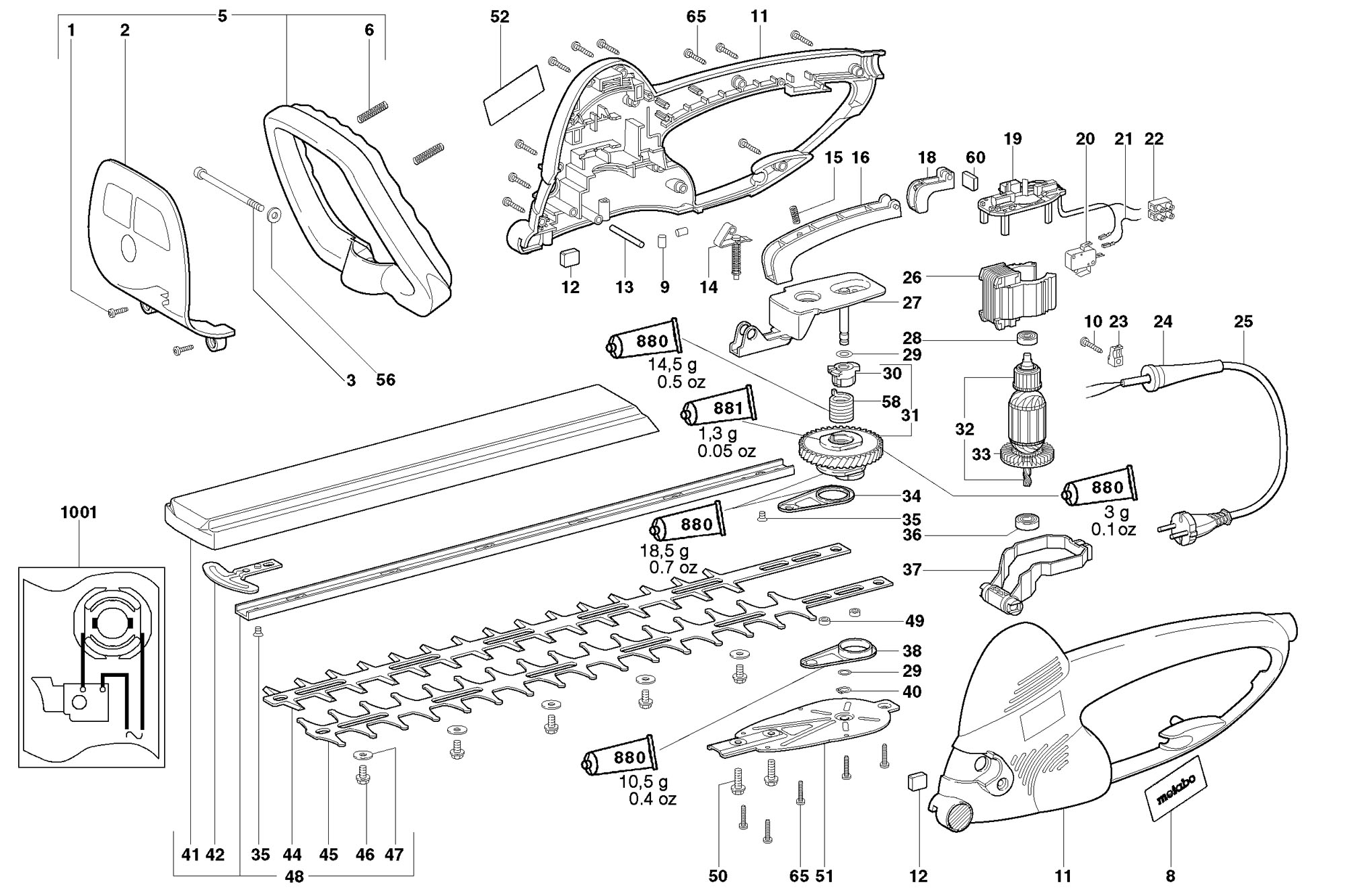 Corded Hedge Trimmer 20017180 55 Ch 230v Spare Parts SPARE_20017180_CH_230V Spare Parts